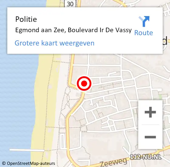 Locatie op kaart van de 112 melding: Politie Egmond aan Zee, Boulevard Ir De Vassy op 14 mei 2017 23:05