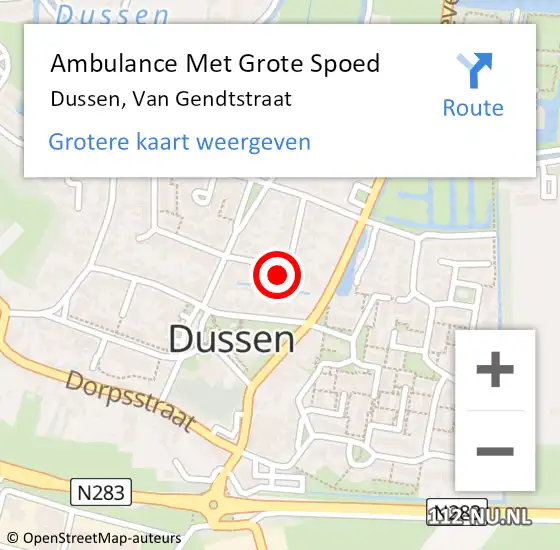 Locatie op kaart van de 112 melding: Ambulance Met Grote Spoed Naar Dussen, Van Gendtstraat op 14 mei 2017 23:06