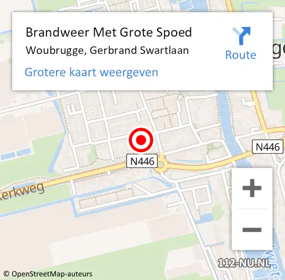 Locatie op kaart van de 112 melding: Brandweer Met Grote Spoed Naar Woubrugge, Gerbrand Swartlaan op 14 mei 2017 23:10