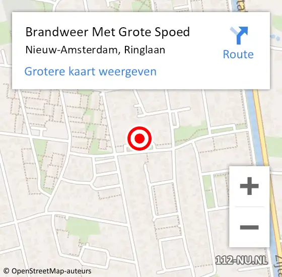 Locatie op kaart van de 112 melding: Brandweer Met Grote Spoed Naar Nieuw-Amsterdam, Ringlaan op 14 mei 2017 23:21