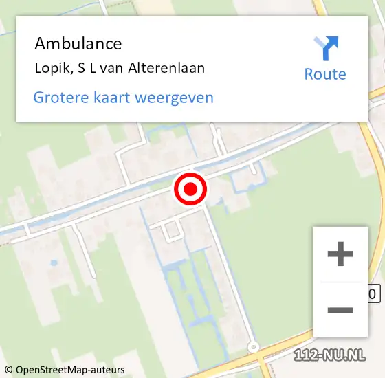 Locatie op kaart van de 112 melding: Ambulance Lopik, S L van Alterenlaan op 14 mei 2017 23:45