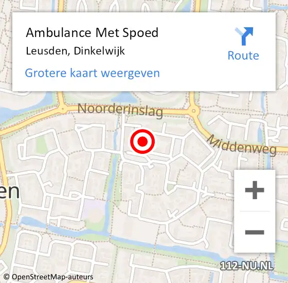 Locatie op kaart van de 112 melding: Ambulance Met Spoed Naar Leusden, Dinkelwijk op 15 mei 2017 03:58