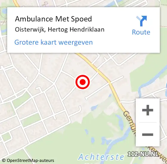 Locatie op kaart van de 112 melding: Ambulance Met Spoed Naar Oisterwijk, Hertog Hendriklaan op 15 mei 2017 04:45