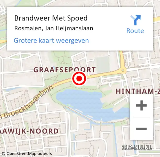 Locatie op kaart van de 112 melding: Brandweer Met Spoed Naar Rosmalen, Jan Heijmanslaan op 15 mei 2017 07:04