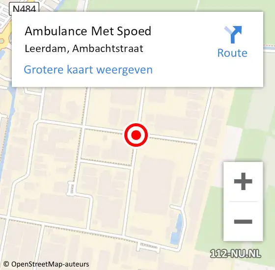 Locatie op kaart van de 112 melding: Ambulance Met Spoed Naar Leerdam, Ambachtstraat op 15 mei 2017 07:31