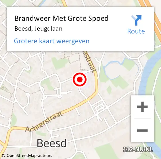 Locatie op kaart van de 112 melding: Brandweer Met Grote Spoed Naar Beesd, Jeugdlaan op 15 mei 2017 07:53