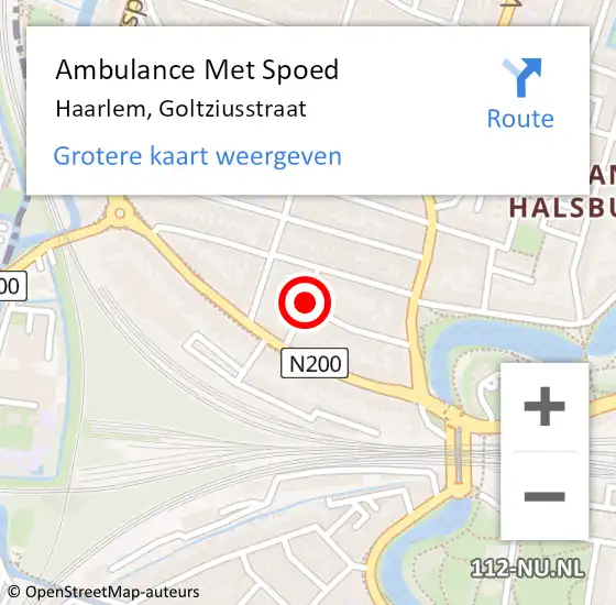 Locatie op kaart van de 112 melding: Ambulance Met Spoed Naar Haarlem, Goltziusstraat op 15 mei 2017 08:31