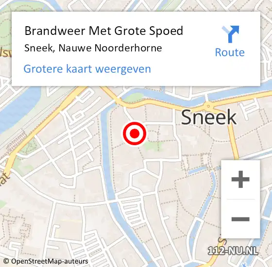 Locatie op kaart van de 112 melding: Brandweer Met Grote Spoed Naar Sneek, Nauwe Noorderhorne op 15 mei 2017 08:49