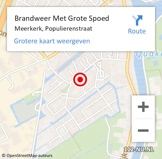 Locatie op kaart van de 112 melding: Brandweer Met Grote Spoed Naar Meerkerk, Populierenstraat op 15 mei 2017 09:13