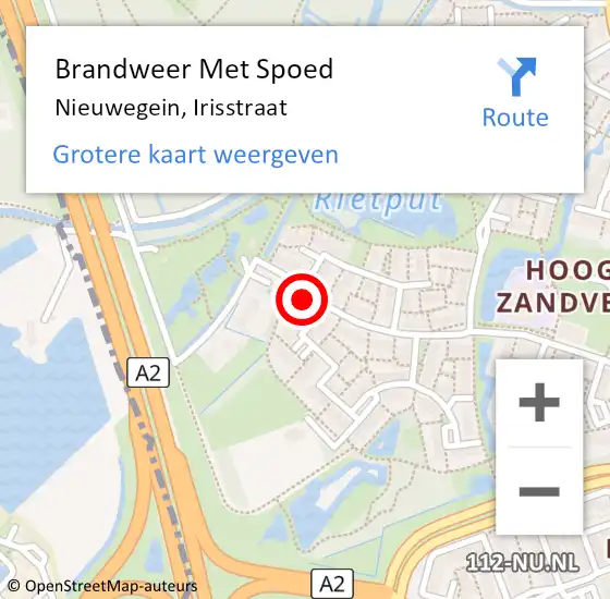 Locatie op kaart van de 112 melding: Brandweer Met Spoed Naar Nieuwegein, Irisstraat op 15 mei 2017 09:29