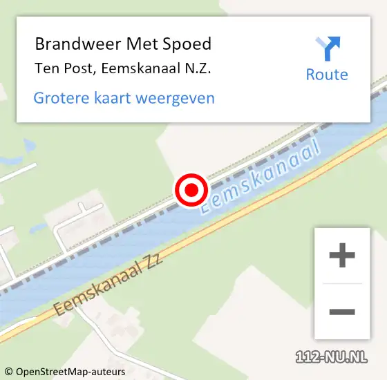 Locatie op kaart van de 112 melding: Brandweer Met Spoed Naar Ten Post, Eemskanaal N.Z. op 15 mei 2017 09:56