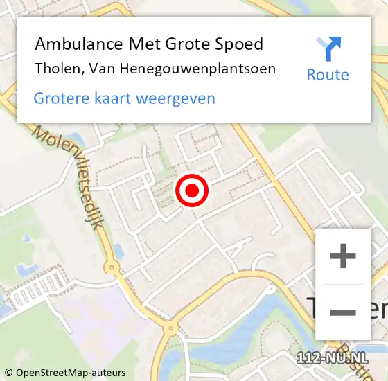 Locatie op kaart van de 112 melding: Ambulance Met Grote Spoed Naar Tholen, Van Henegouwenplantsoen op 15 mei 2017 10:00