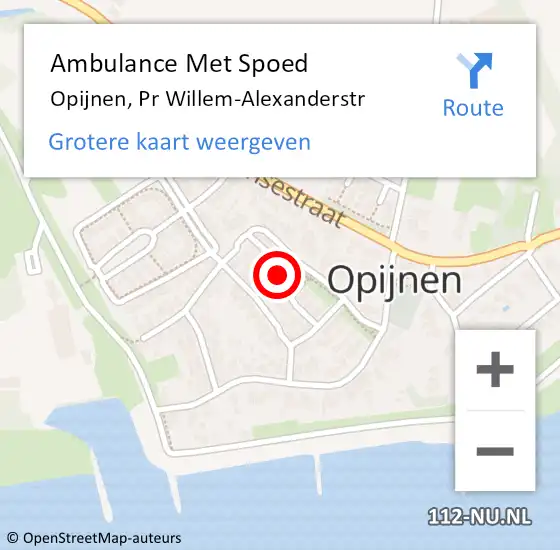 Locatie op kaart van de 112 melding: Ambulance Met Spoed Naar Opijnen, Pr Willem-Alexanderstr op 15 mei 2017 10:35