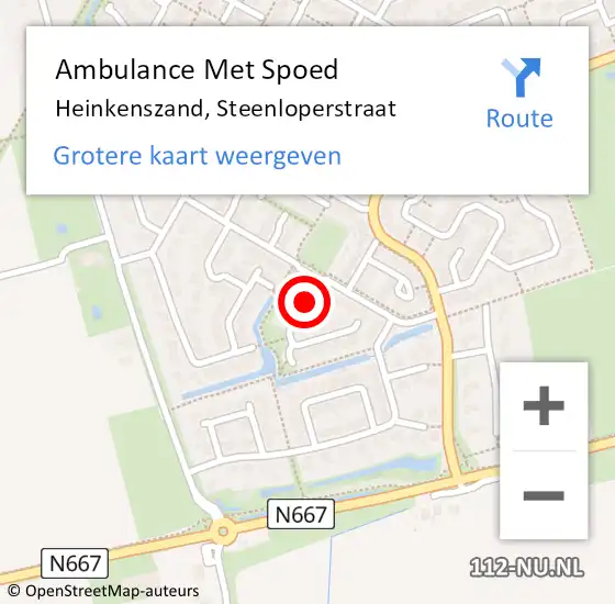 Locatie op kaart van de 112 melding: Ambulance Met Spoed Naar Heinkenszand, Steenloperstraat op 15 mei 2017 10:38