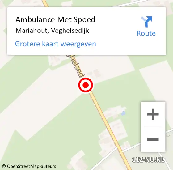 Locatie op kaart van de 112 melding: Ambulance Met Spoed Naar Mariahout, Veghelsedijk op 15 mei 2017 11:14