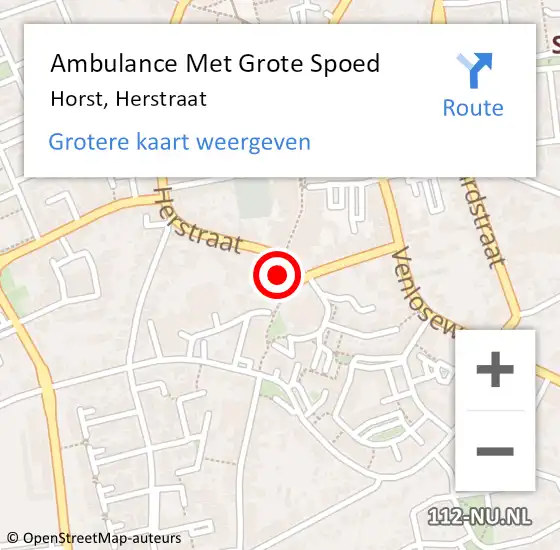 Locatie op kaart van de 112 melding: Ambulance Met Grote Spoed Naar Horst, Herstraat op 15 mei 2017 11:24