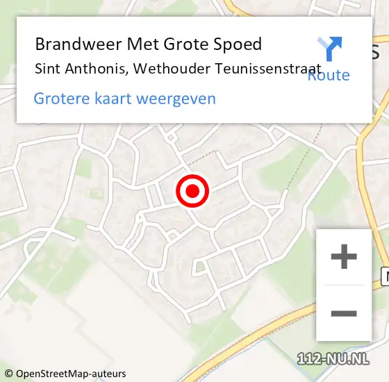 Locatie op kaart van de 112 melding: Brandweer Met Grote Spoed Naar Sint Anthonis, Wethouder Teunissenstraat op 15 mei 2017 11:36