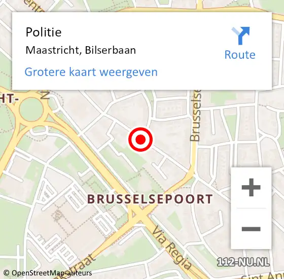 Locatie op kaart van de 112 melding: Politie Maastricht, Bilserbaan op 15 mei 2017 11:51