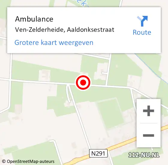 Locatie op kaart van de 112 melding: Ambulance Ven-Zelderheide, Aaldonksestraat op 15 mei 2017 12:21