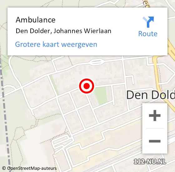 Locatie op kaart van de 112 melding: Ambulance Den Dolder, Johannes Wierlaan op 15 mei 2017 12:26