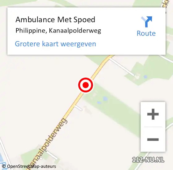 Locatie op kaart van de 112 melding: Ambulance Met Spoed Naar Philippine, Kanaalpolderweg op 15 mei 2017 13:03