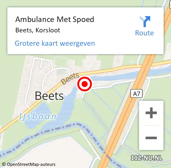 Locatie op kaart van de 112 melding: Ambulance Met Spoed Naar Beets, Korsloot op 15 mei 2017 13:45