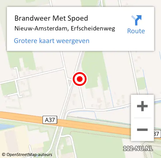 Locatie op kaart van de 112 melding: Brandweer Met Spoed Naar Nieuw-Amsterdam, Erfscheidenweg op 15 mei 2017 14:11