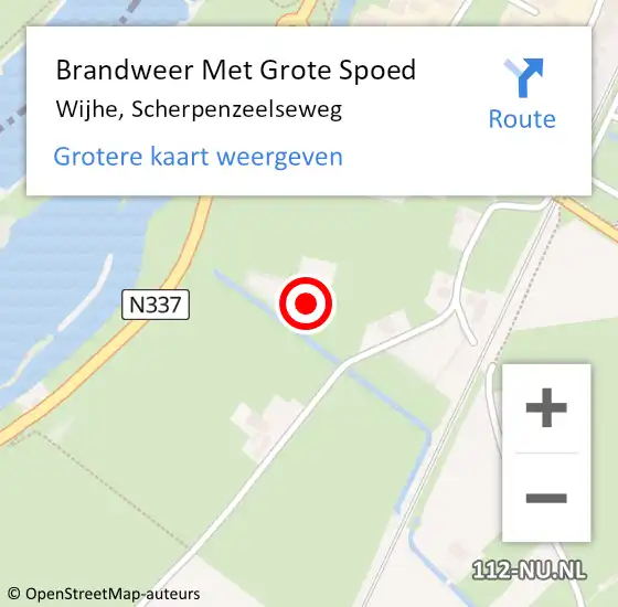 Locatie op kaart van de 112 melding: Brandweer Met Grote Spoed Naar Wijhe, Scherpenzeelseweg op 15 mei 2017 14:42