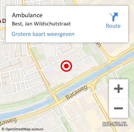 Locatie op kaart van de 112 melding: Ambulance Best, Jan Wildschutstraat op 15 mei 2017 15:00