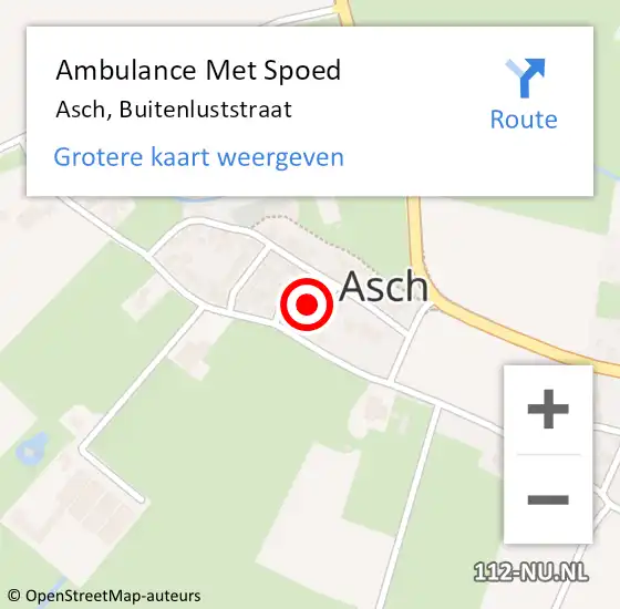 Locatie op kaart van de 112 melding: Ambulance Met Spoed Naar Asch, Buitenluststraat op 20 januari 2014 15:09