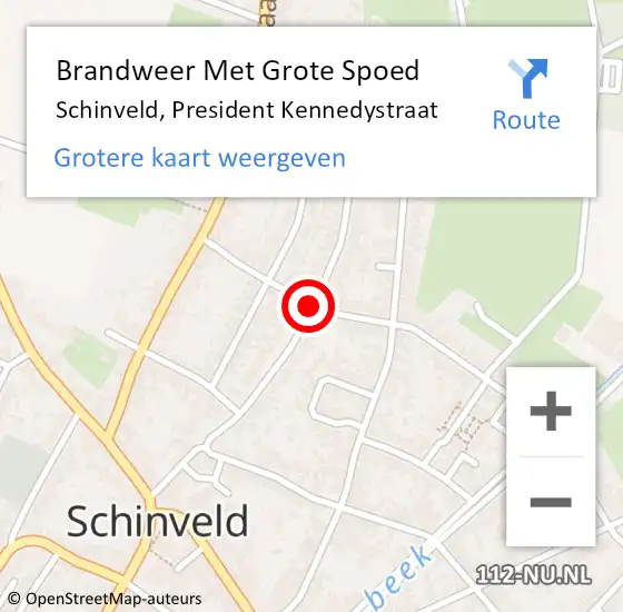 Locatie op kaart van de 112 melding: Brandweer Met Grote Spoed Naar Schinveld, President Kennedystraat op 15 mei 2017 15:10