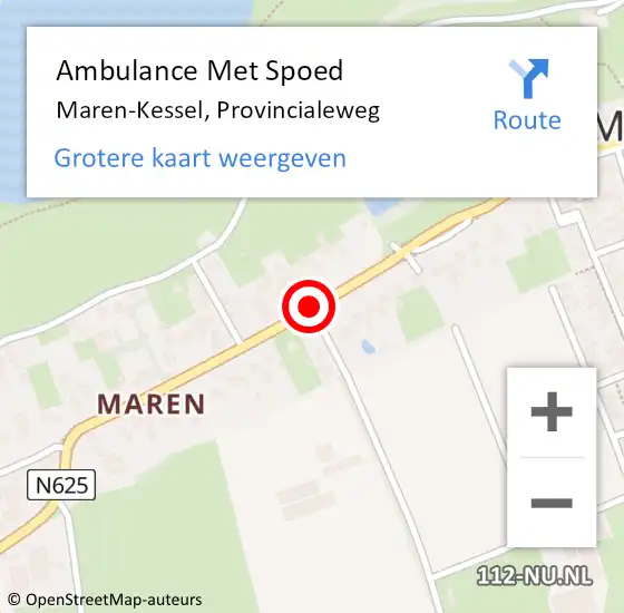 Locatie op kaart van de 112 melding: Ambulance Met Spoed Naar Maren-Kessel, Provincialeweg op 15 mei 2017 15:45