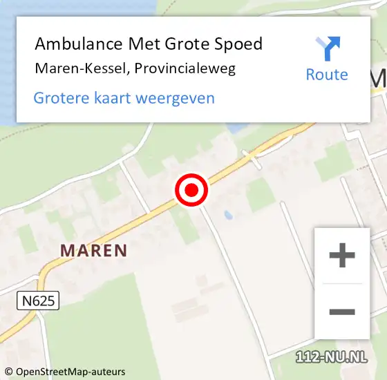 Locatie op kaart van de 112 melding: Ambulance Met Grote Spoed Naar Maren-Kessel, Provincialeweg op 15 mei 2017 15:48