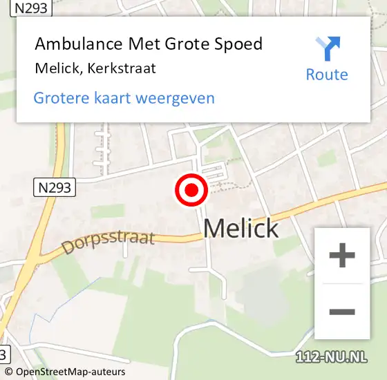 Locatie op kaart van de 112 melding: Ambulance Met Grote Spoed Naar Melick, Kerkstraat op 15 mei 2017 15:50