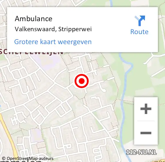 Locatie op kaart van de 112 melding: Ambulance Valkenswaard, Stripperwei op 15 mei 2017 16:23