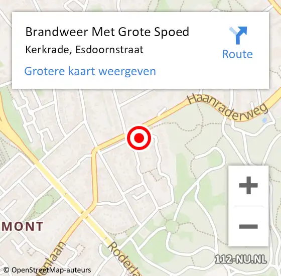 Locatie op kaart van de 112 melding: Brandweer Met Grote Spoed Naar Kerkrade, Esdoornstraat op 15 mei 2017 16:30