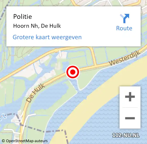 Locatie op kaart van de 112 melding: Politie Hoorn Nh, De Hulk op 15 mei 2017 16:34