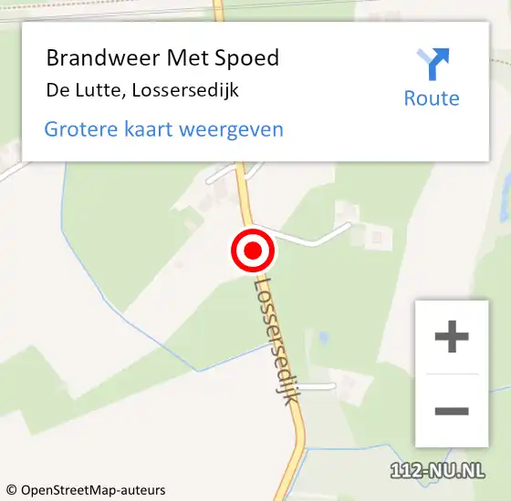 Locatie op kaart van de 112 melding: Brandweer Met Spoed Naar De Lutte, Lossersedijk op 15 mei 2017 16:51