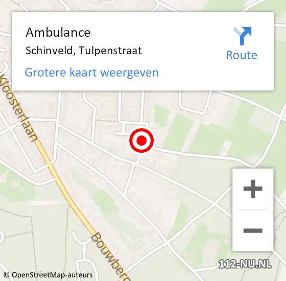 Locatie op kaart van de 112 melding: Ambulance Schinveld, Tulpenstraat op 20 januari 2014 15:23