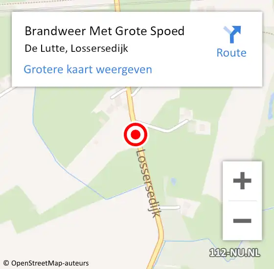 Locatie op kaart van de 112 melding: Brandweer Met Grote Spoed Naar De Lutte, Lossersedijk op 15 mei 2017 17:04