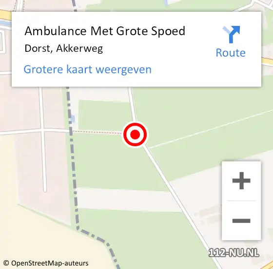 Locatie op kaart van de 112 melding: Ambulance Met Grote Spoed Naar Dorst, Akkerweg op 15 mei 2017 17:42