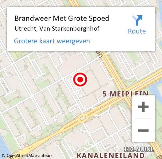 Locatie op kaart van de 112 melding: Brandweer Met Grote Spoed Naar Utrecht, Van Starkenborghhof op 15 mei 2017 17:50