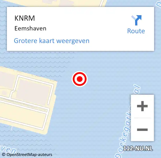 Locatie op kaart van de 112 melding: KNRM Eemshaven op 15 mei 2017 19:05