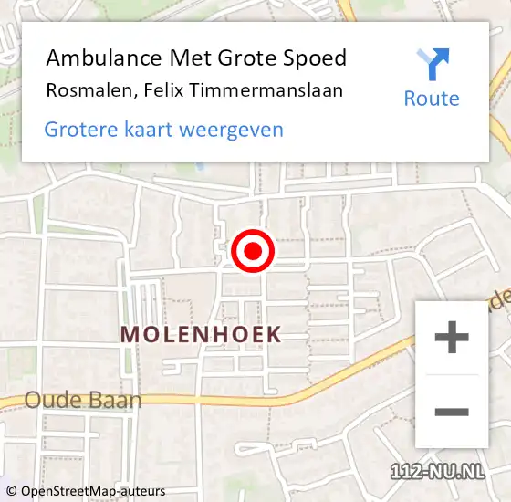 Locatie op kaart van de 112 melding: Ambulance Met Grote Spoed Naar Rosmalen, Felix Timmermanslaan op 15 mei 2017 19:51