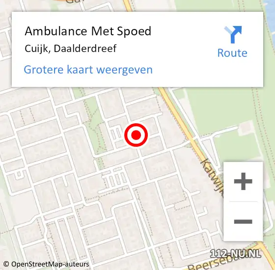 Locatie op kaart van de 112 melding: Ambulance Met Spoed Naar Cuijk, Daalderdreef op 15 mei 2017 20:12