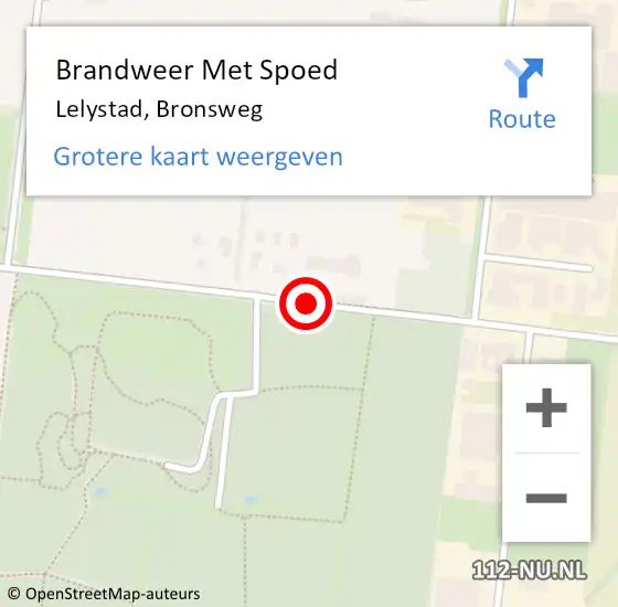 Locatie op kaart van de 112 melding: Brandweer Met Spoed Naar Lelystad, Bronsweg op 15 mei 2017 20:46