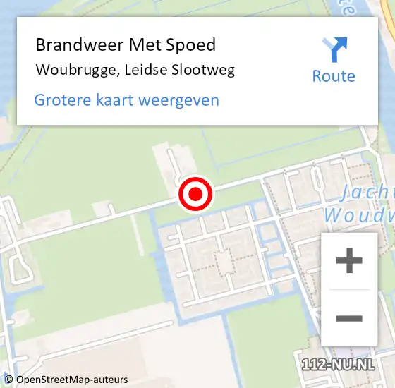 Locatie op kaart van de 112 melding: Brandweer Met Spoed Naar Woubrugge, Leidse Slootweg op 15 mei 2017 20:54