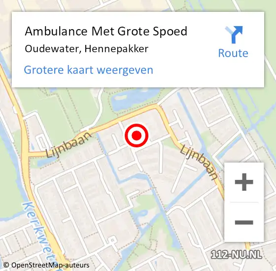 Locatie op kaart van de 112 melding: Ambulance Met Grote Spoed Naar Oudewater, Hennepakker op 15 mei 2017 21:33