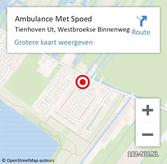 Locatie op kaart van de 112 melding: Ambulance Met Spoed Naar Tienhoven Ut, Westbroekse Binnenweg op 15 mei 2017 22:03