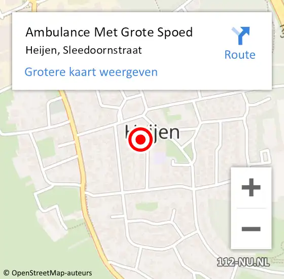 Locatie op kaart van de 112 melding: Ambulance Met Grote Spoed Naar Heijen, Sleedoornstraat op 15 mei 2017 22:25